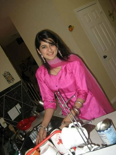 Cute muslim girl in pink looking nice