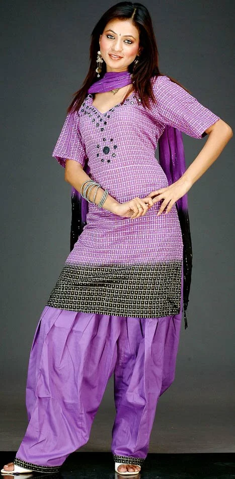 Cotton patiala salwar kameez in beautiful purple