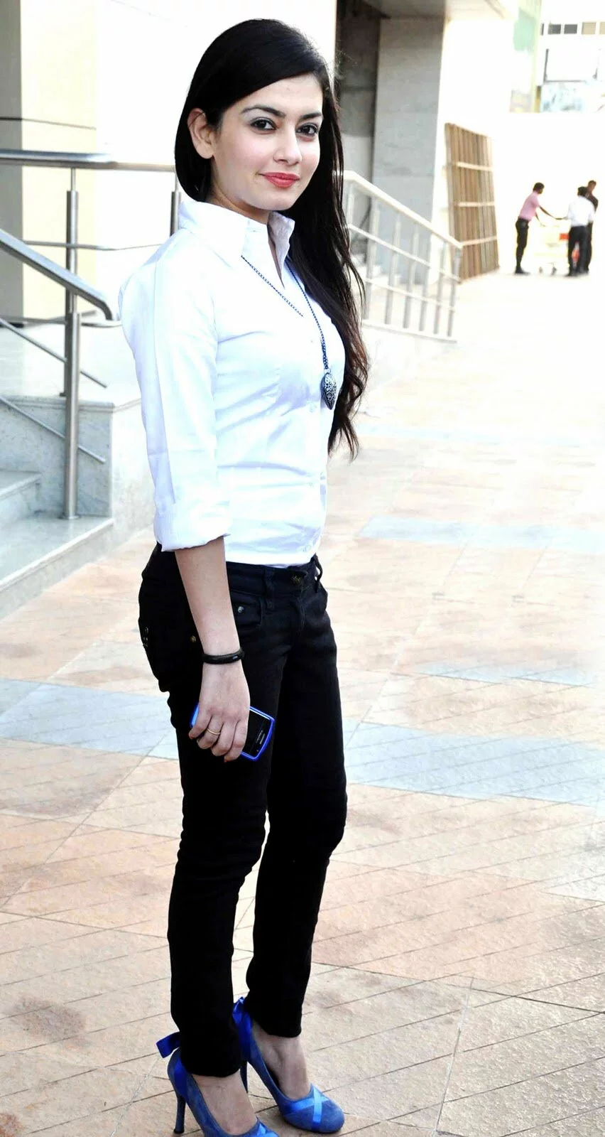 Cute Indian actress Sambhavi Sharma in white and black