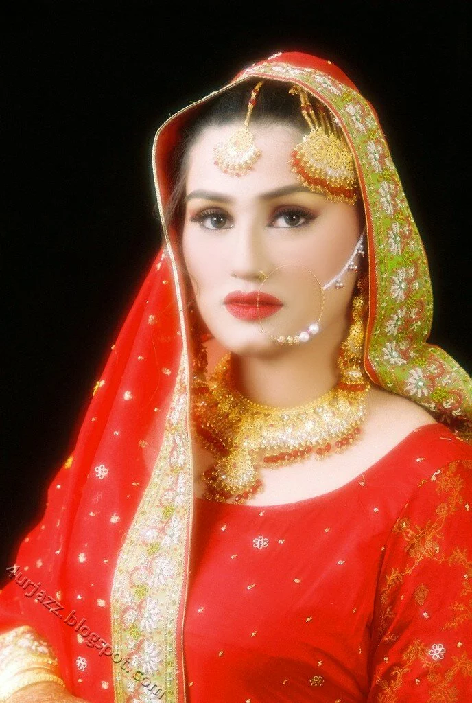 Pakistani bride in red wedding dress Around The World Muslim Weddings, Dresses And Makeup