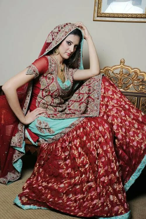 Beautiful Pakistani bridal gharara styel image 5 by muslimblog.co .in Beautiful Indian and Pakistani fashion bridal gharara images