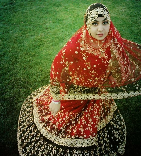 Beautiful muslim bridal in red and gold