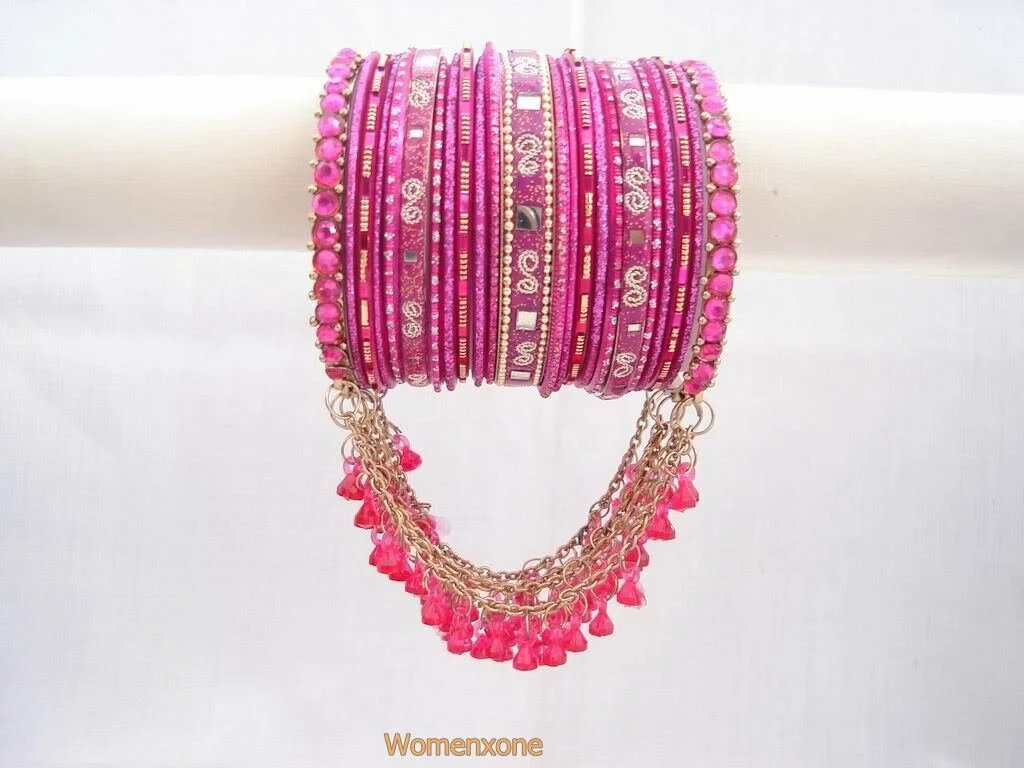 Beautiful pink jhumka bangles for girls 1