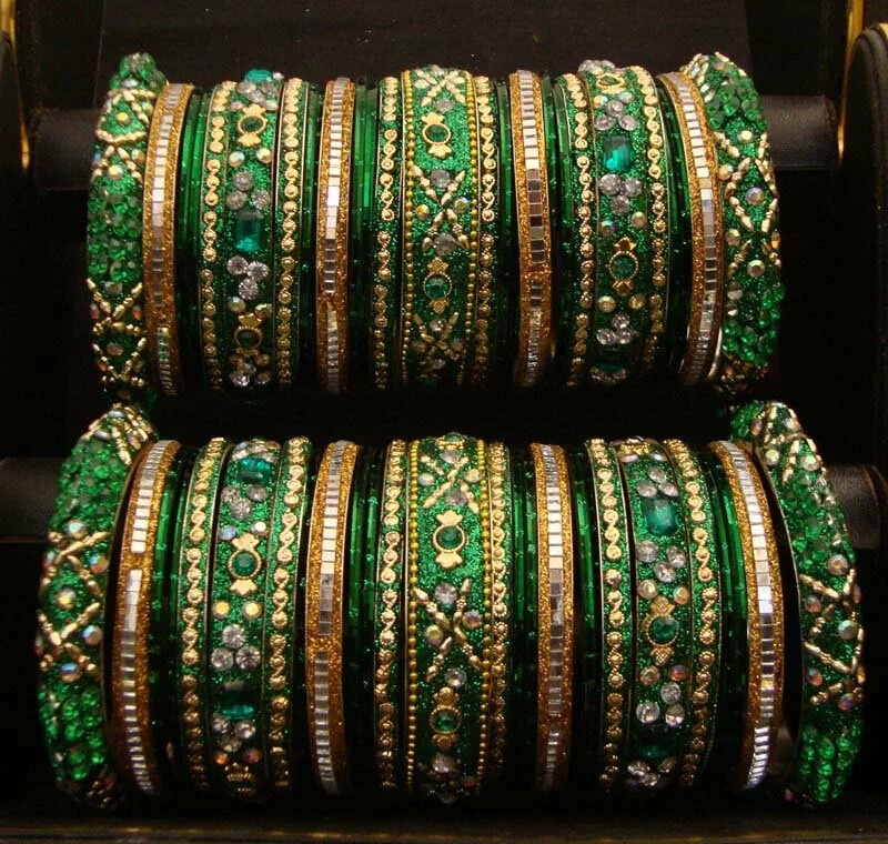 Green lakh wedding bangles Beautiful wedding bangles, bridal wear photo gallery