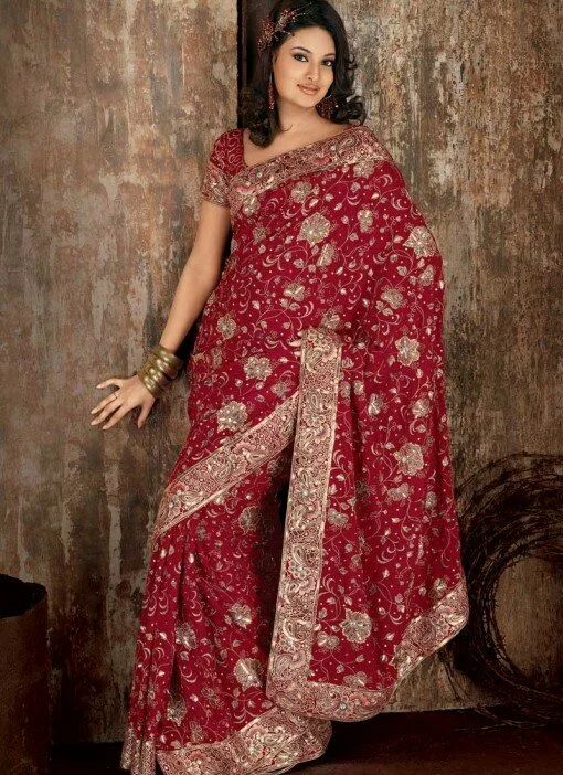Latest beautiful Indian Bridal saree for womens image 4 by Muslimblog.co .in Latest beautiful Indian bridal and all type saree for womens 