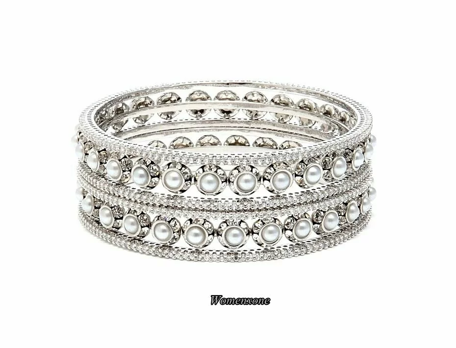 White Pearl Diamond Bridal Bangles Beautiful wedding bangles, bridal wear photo gallery
