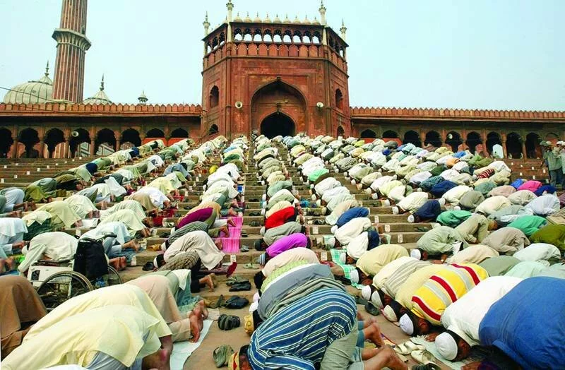 Muslims Man Performing Jumma Namaz in Jama Mosque Delhi