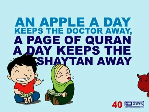 a page of quran a day keeps the shaytan away A page of Quran a day keeps the Shaytan away Islamic Quote