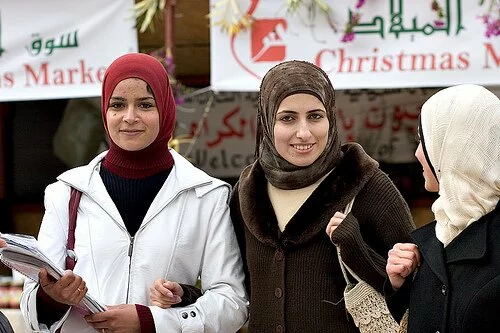 muslim women Muslim women visiting Christmas celebrations in Bethlehem
